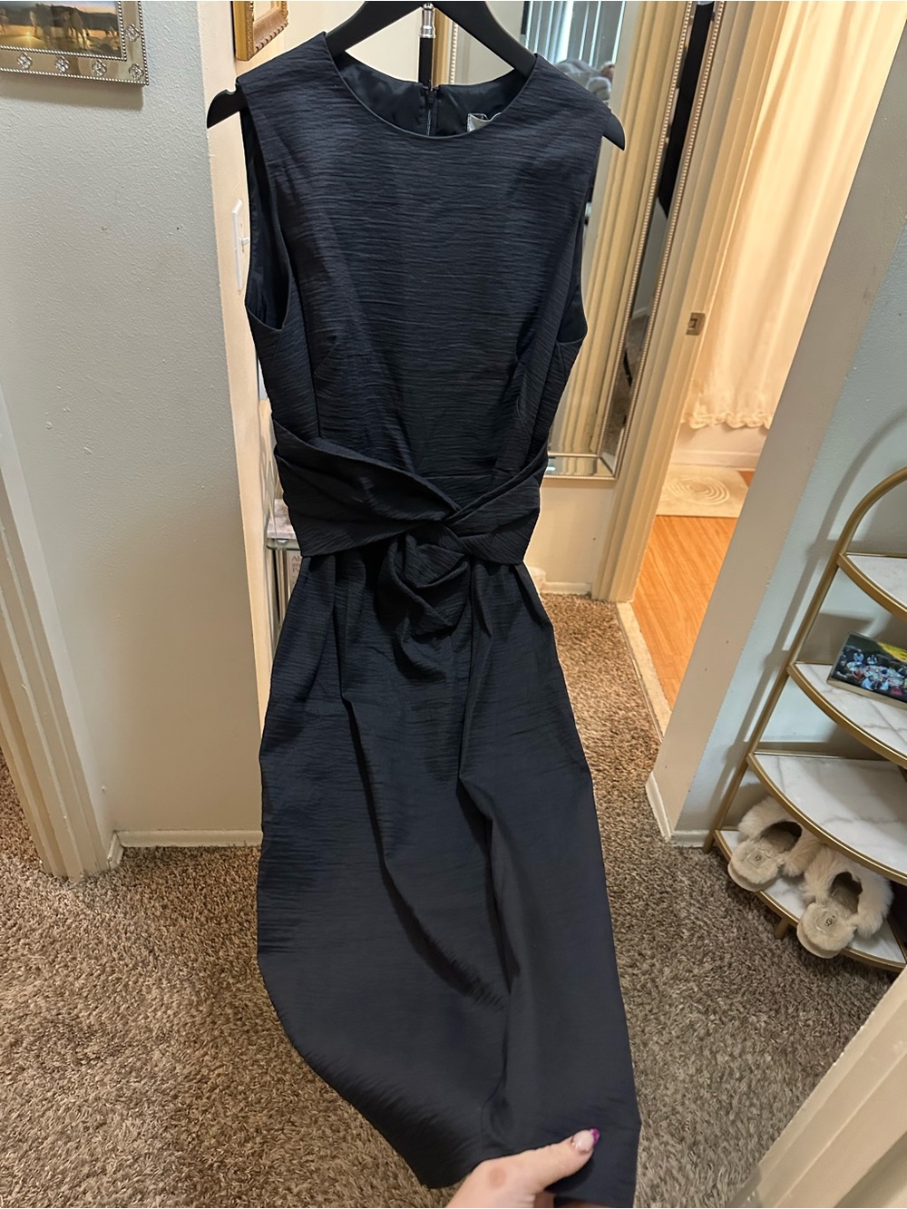 NWT Sportmax Brunico Black Sleeveless Midi Twist Front Dress